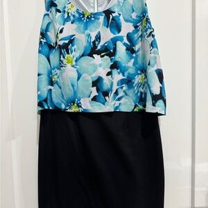 Floral Blue and Black Dress